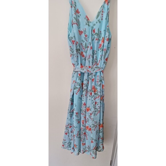 Woman Within 26W‎ 3X Midi Dress Blue Floral Sheer w/Liner  Cottagecore Boho - Picture 4 of 12